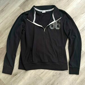 Black Quarter Zip PINK Sweatshirt with Back Print Design - Size Large